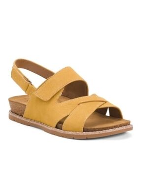 COMFORTIVA Genata Strappy Slingback Leather Comfort Sandals yellow